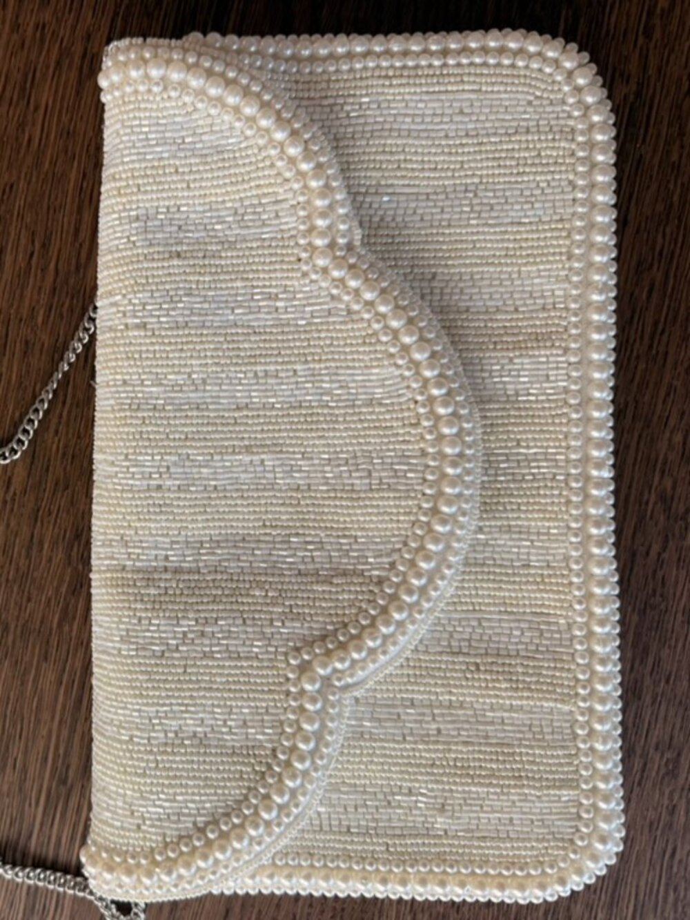 Lulu's Ivory Pearl-Embellished Beaded Clutch